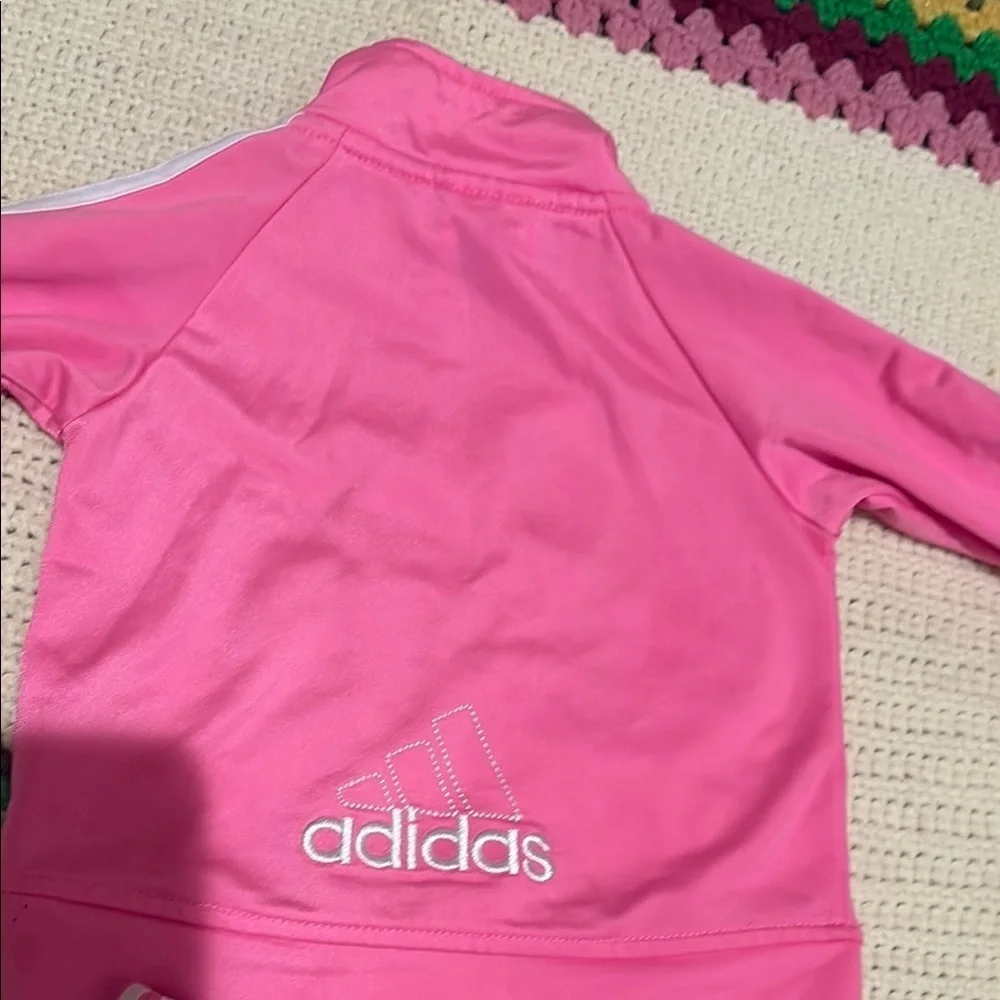 Adidas Kids' Pink and White Tracksuit